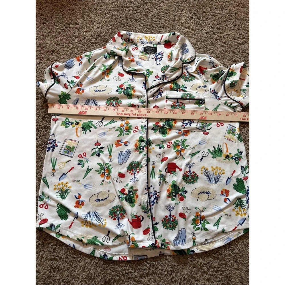 Kate Spade White Colorful IN THE GARDEN Knit Cropped Pajama Set Medium Floral - Picture 4 of 12
